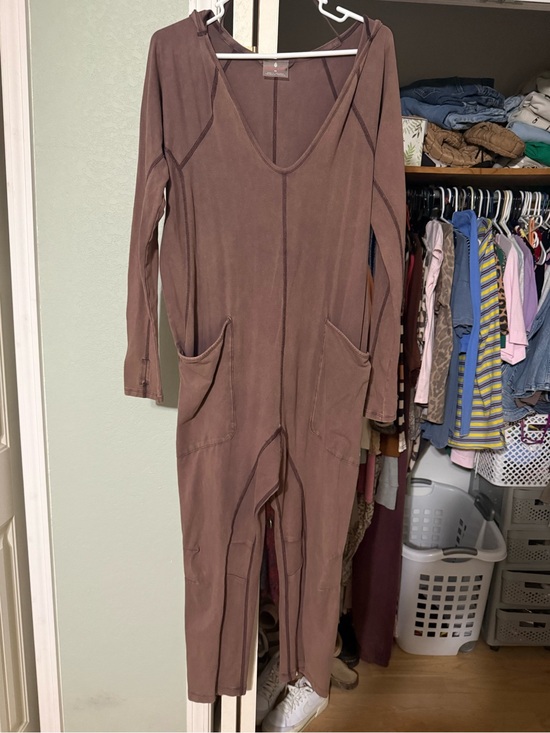 free people movement Pants - FP Movement by Free People Brown Long-Sleeve Hooded Jumpsuit